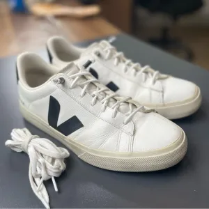 Veja Campo Sneakers Leather Black &amp; White Low Mens Size 9