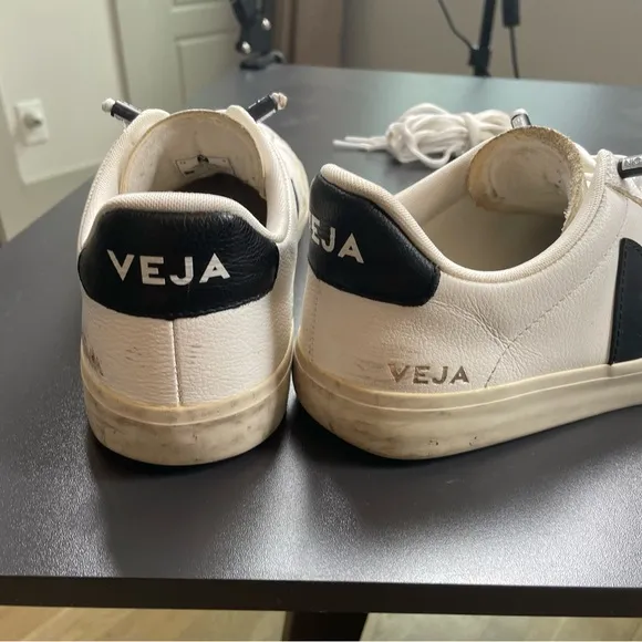 Veja Campo Sneakers Leather Black &amp; White Low Mens Size 9
