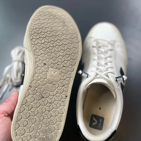 Veja Campo Sneakers Leather Black &amp; White Low Mens Size 9
