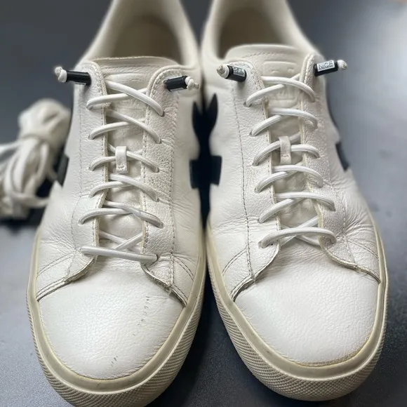 Veja Campo Sneakers Leather Black &amp; White Low Mens Size 9