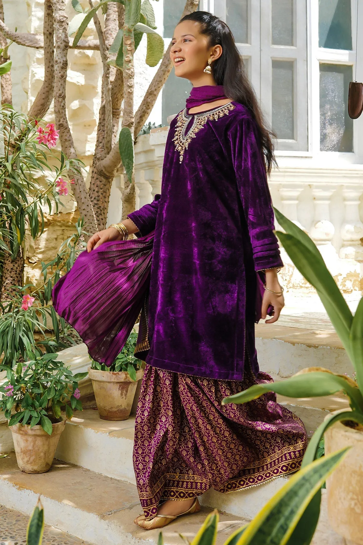Velvet Hand Adda Work 3 Pc Suit