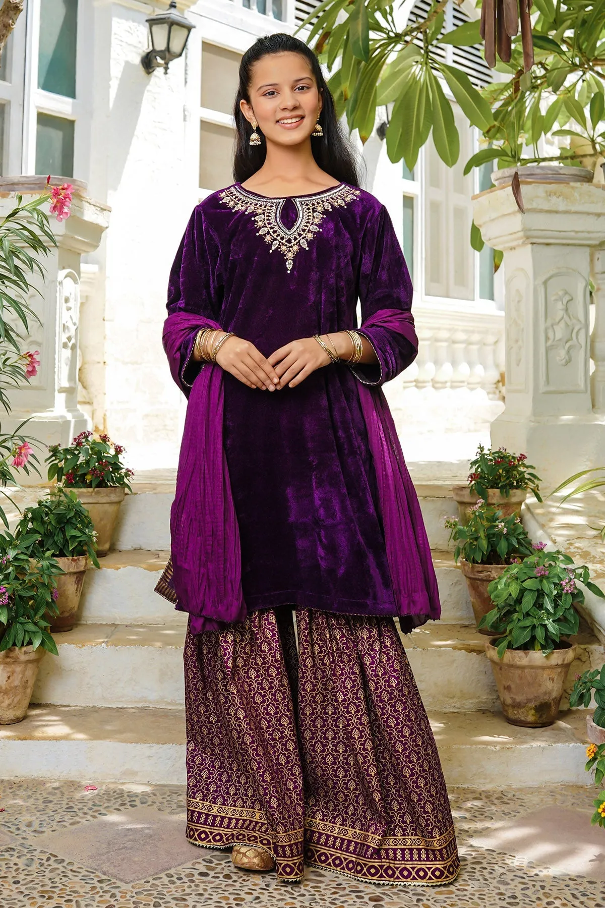 Velvet Hand Adda Work 3 Pc Suit