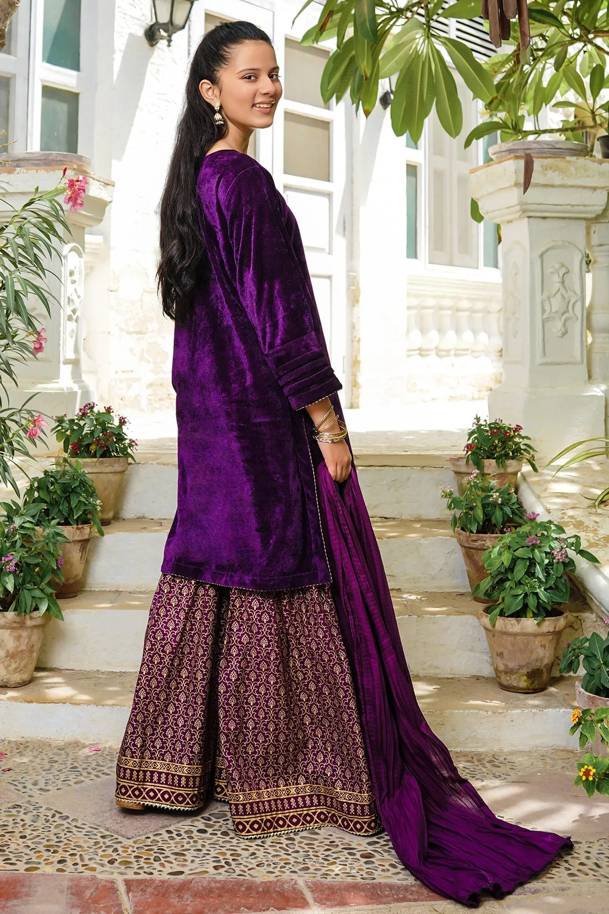 Velvet Hand Adda Work 3 Pc Suit