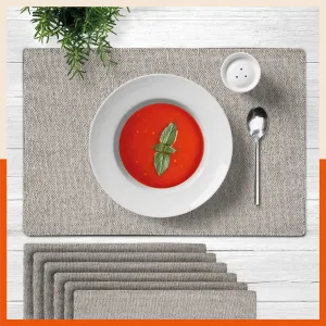 Vera Premium Jute Table Mats / Placemats for Home Dining Table | (Ash - Set of 6 - 45cm x 30cm)