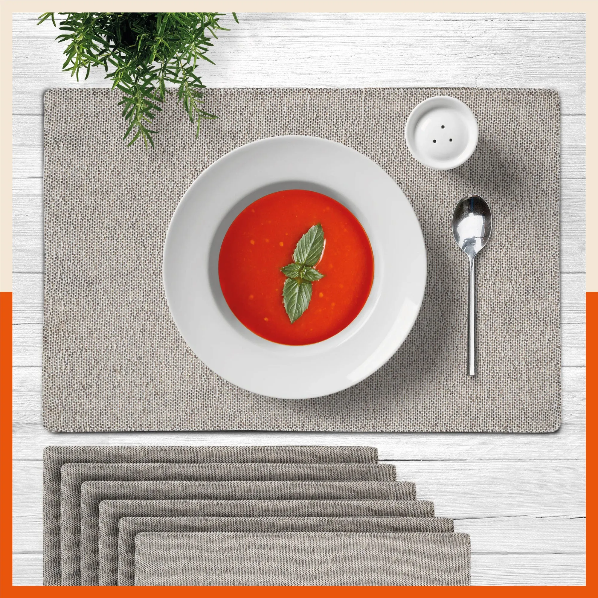 Vera Premium Jute Table Mats / Placemats for Home Dining Table | (Ash - Set of 6 - 45cm x 30cm)