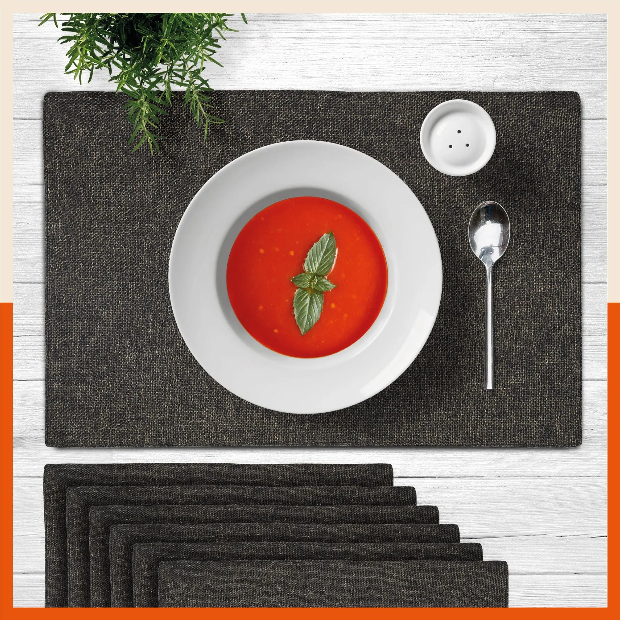Vera Premium Jute Table Mats / Placemats for Home Dining Table | (Coffee - Set of 6 - 45cm x 30cm)