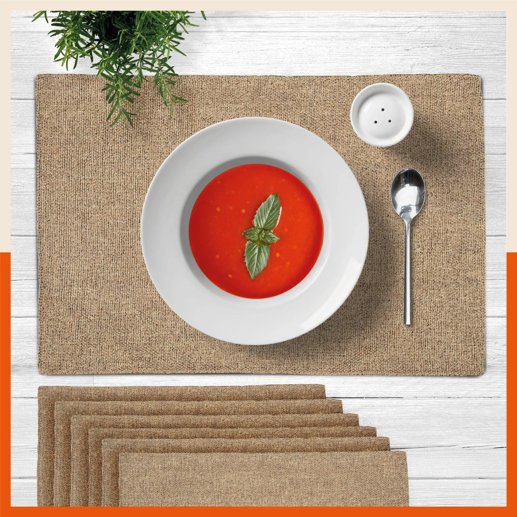 Vera Premium Jute Table Mats / Placemats for Home Dining Table | Reversible | (Beige - Set of 6 - 45cm x 30cm)