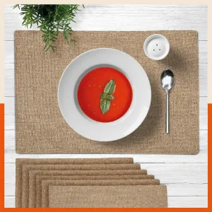 Vera Premium Jute Table Mats / Placemats for Home Dining Table | Reversible | (Beige - Set of 6 - 45cm x 30cm)