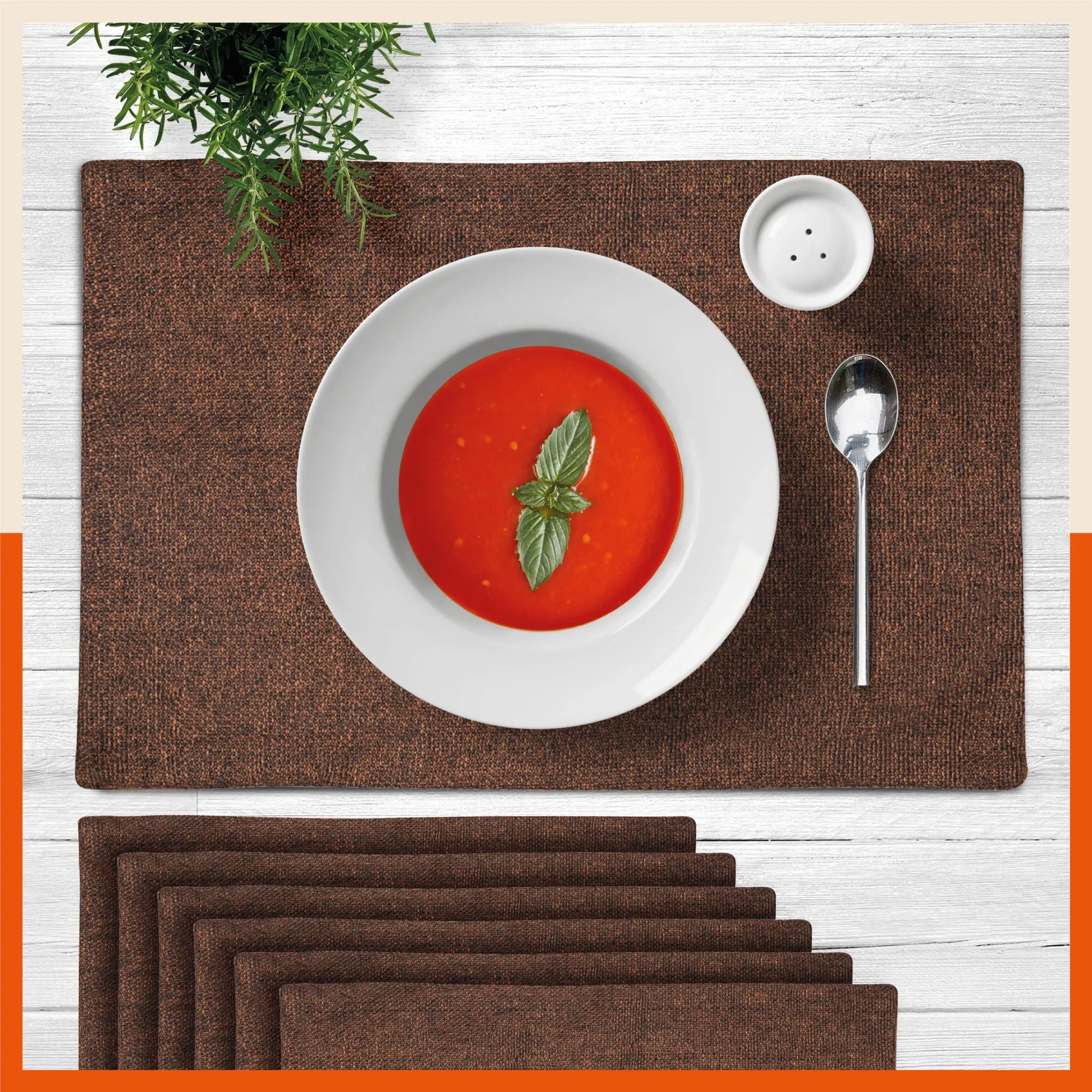 Vera Premium Jute Table Mats / Placemats for Home Dining Table | Reversible | (Bronze - Set of 6 - 45cm x 30cm)