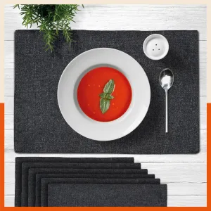 Vera Premium Jute Table Mats / Placemats for Home Dining Table | Reversible | (Charcoal - Set of 6 - 45cm x 30cm)