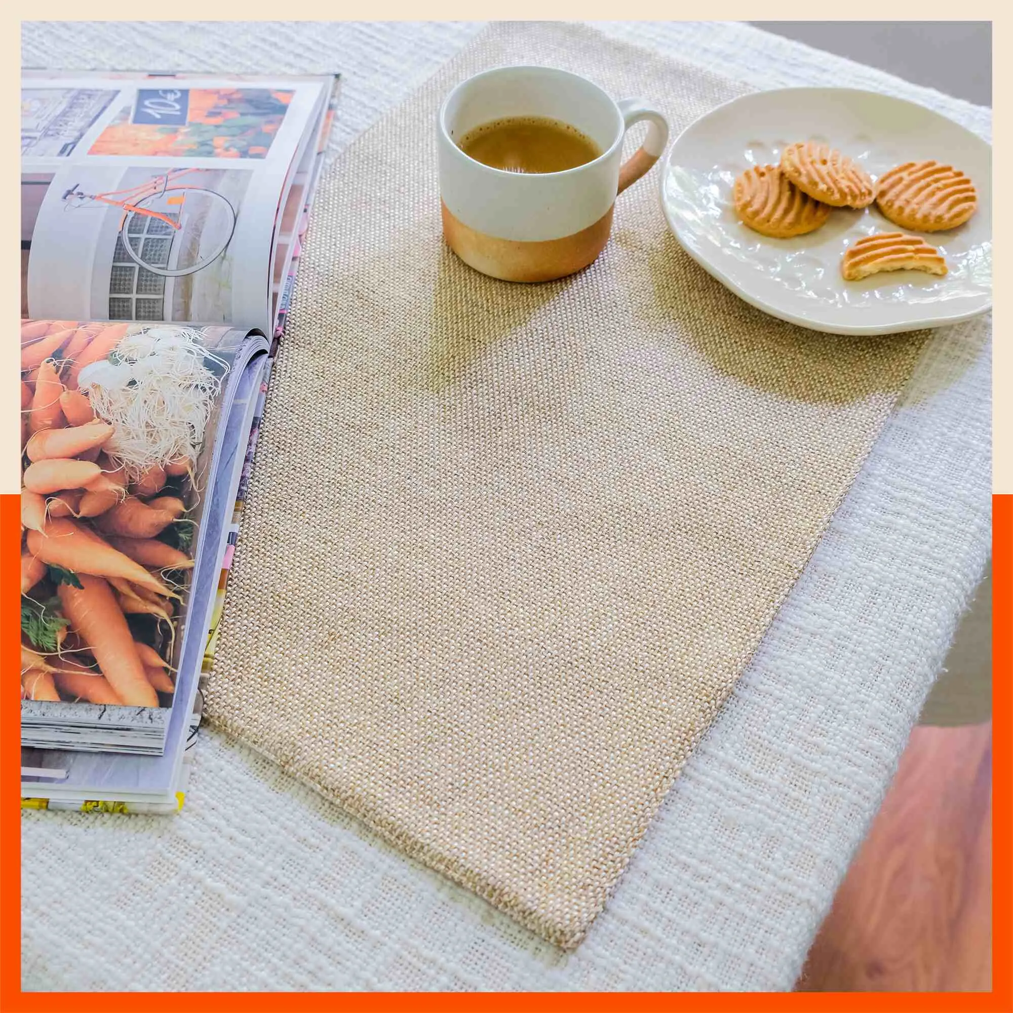 Vera Premium Jute Table Mats / Placemats for Home Dining Table | Reversible | (Cream - Set of 6 - 45cm x 30cm)