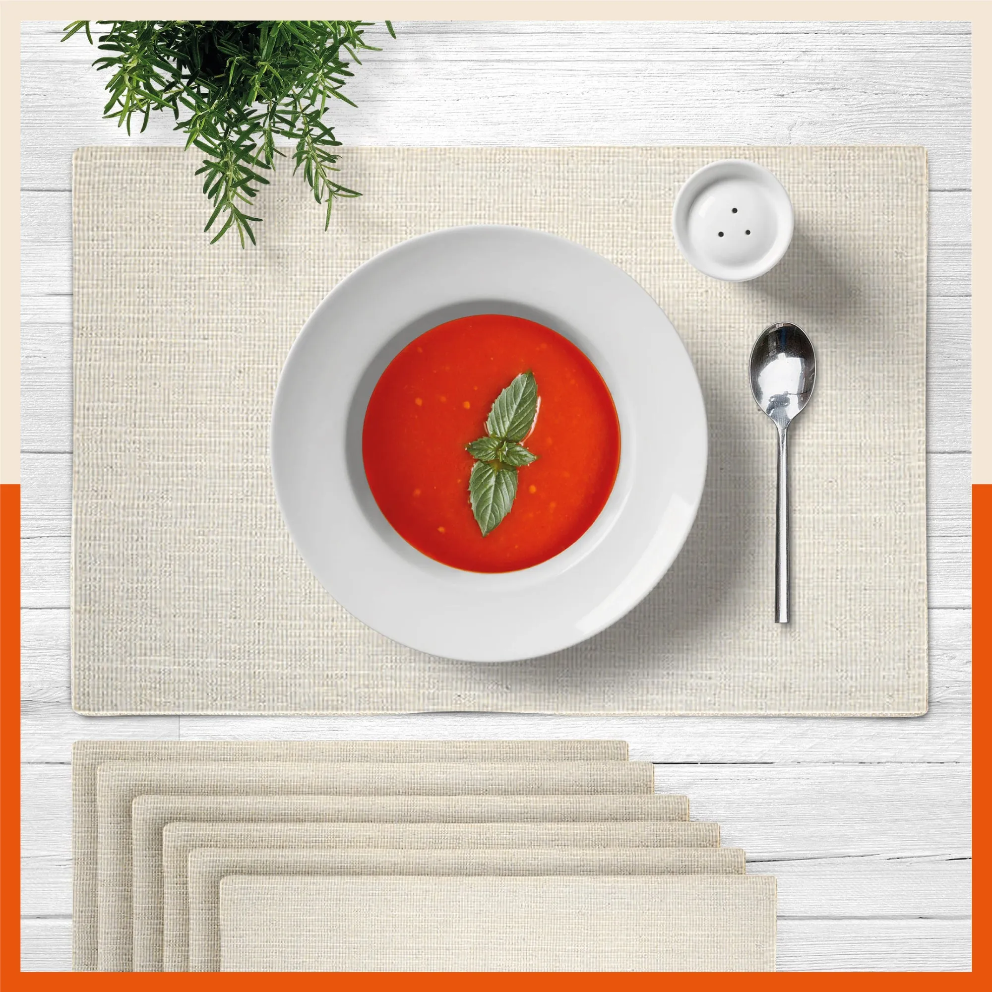 Vera Premium Jute Table Mats / Placemats for Home Dining Table | Reversible | (Cream - Set of 6 - 45cm x 30cm)
