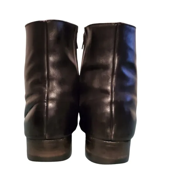 Vintage Goodyear GT Black Leather Zip-Up Steel-Toe Moto Riding Ankle Boots