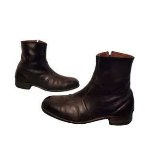 Vintage Goodyear GT Black Leather Zip-Up Steel-Toe Moto Riding Ankle Boots