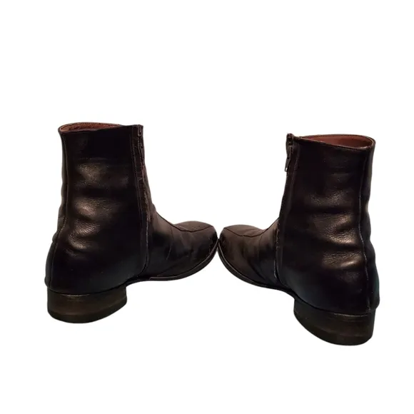 Vintage Goodyear GT Black Leather Zip-Up Steel-Toe Moto Riding Ankle Boots