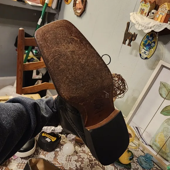 Vintage Mens Size 10 (43) Vero Cuolo Square Toed Handcrafted Leather Boots Italy