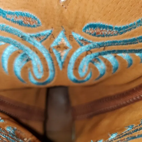 Vintage Santa Fe Stitched White Leather Cowboy Western Boots Women's Size 8.5M
