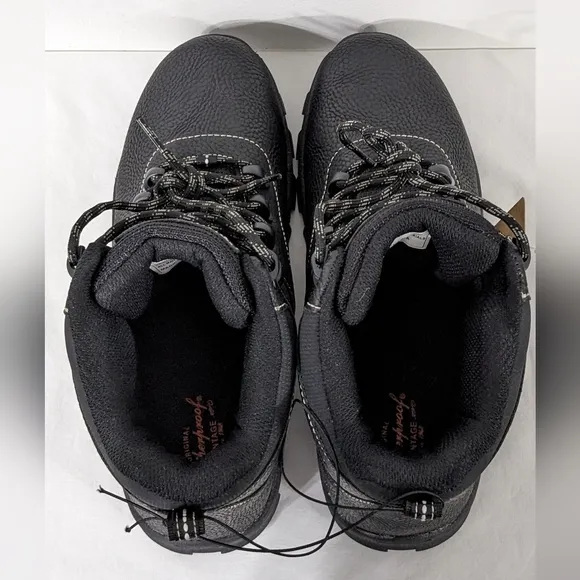 Weatherproof Vintage Men's Black Hiker Faux Leather Boots, Size 8M, New With Tag