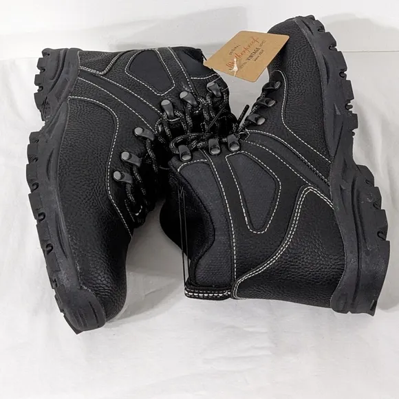 Weatherproof Vintage Men's Black Hiker Faux Leather Boots, Size 8M, New With Tag