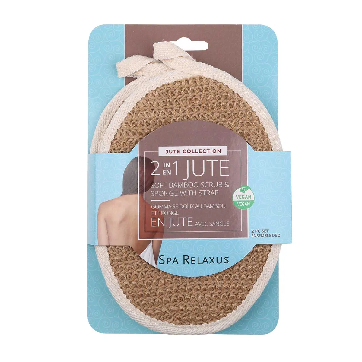 Wholesale Jute/Bamboo Bath Sponge with Strap