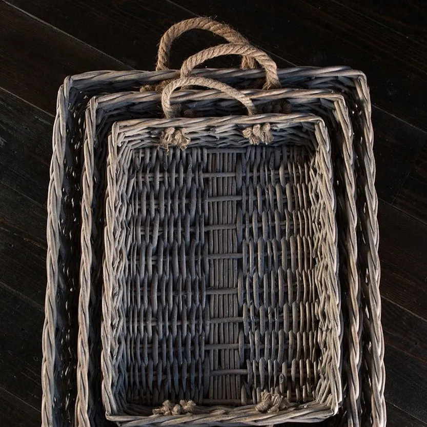 Willow Rectangle Serving Baskets Set of 3