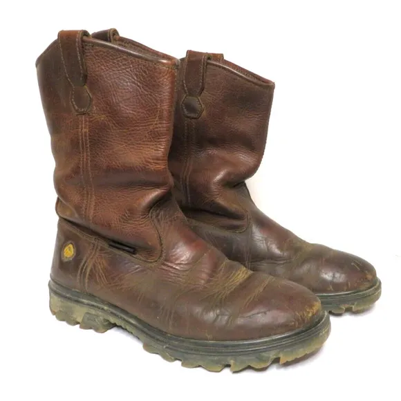 Wolverine I-90 Men's Wellington Waterproof Work Boots Brown Leather Size 9.5 EW