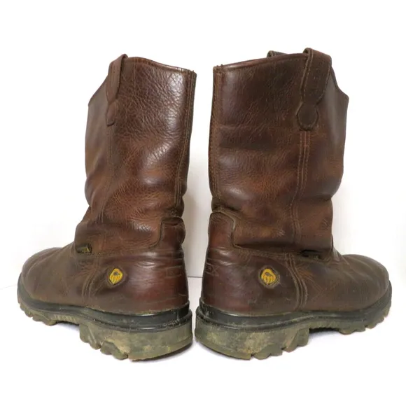 Wolverine I-90 Men's Wellington Waterproof Work Boots Brown Leather Size 9.5 EW