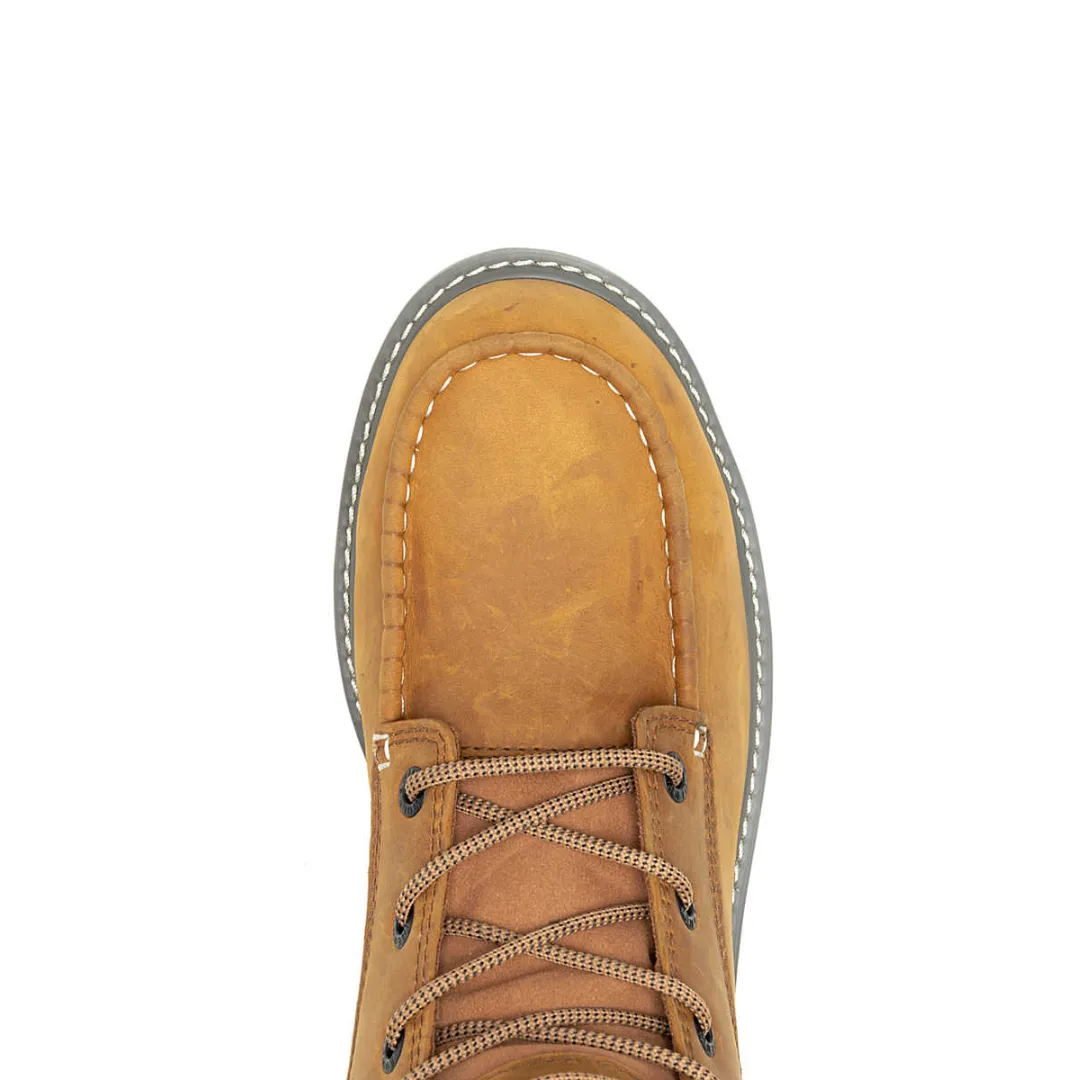 WOLVERINE W230055-EW TRADE WEDGE 6'' MOC TOE WP MN'S (Extra Wide) Wheat Leather Work Boots