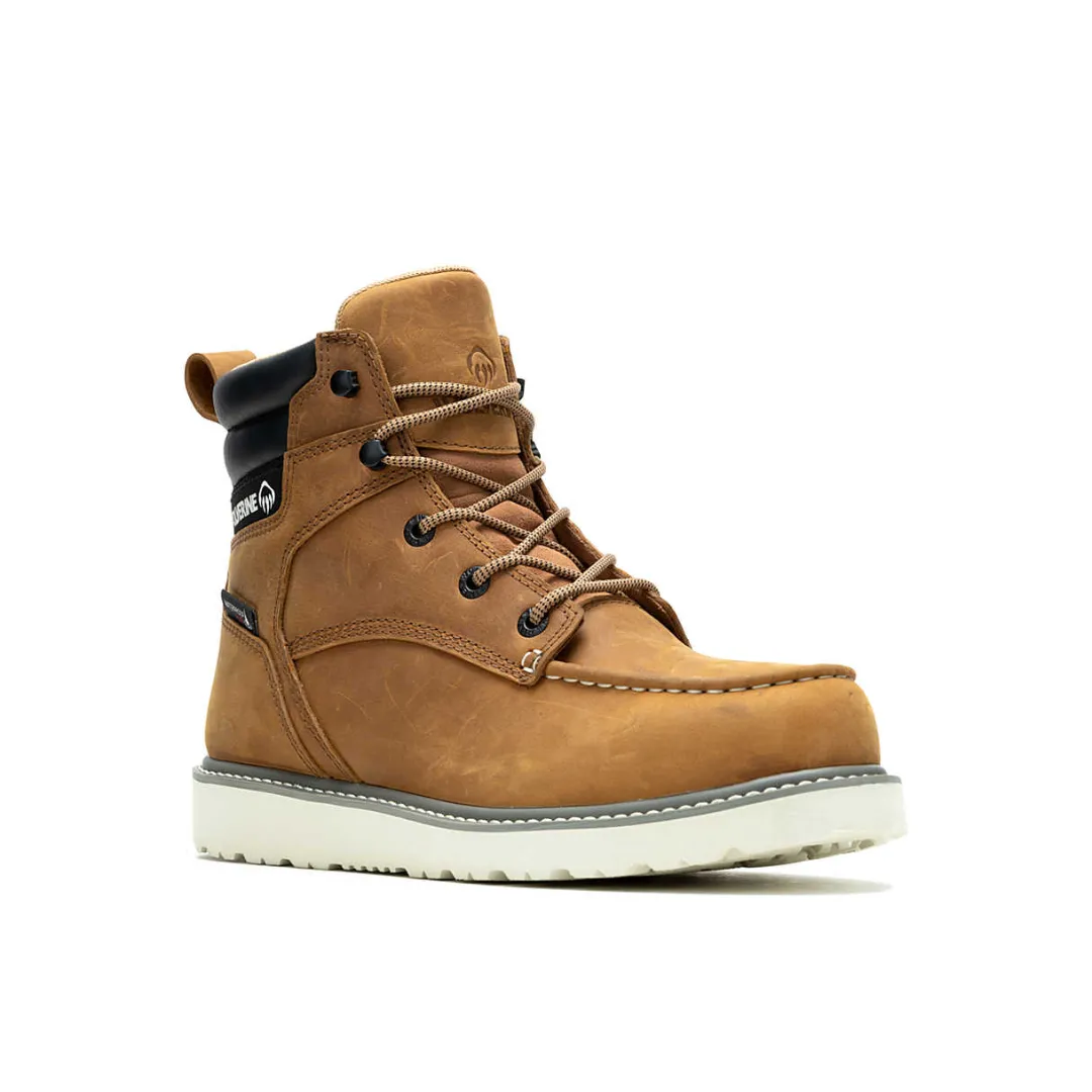 WOLVERINE W230055-EW TRADE WEDGE 6'' MOC TOE WP MN'S (Extra Wide) Wheat Leather Work Boots