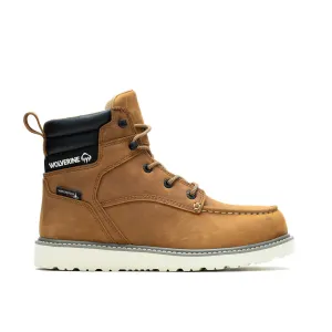 WOLVERINE W231116-EW TRADE WEDGE 6'' MOC TOE ST WP MN'S (Extra Wide) Wheat Leather Work Boots