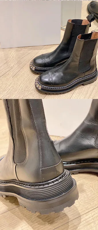 Women British Style Short-Tube Boots Thick-Soled Martin Boots