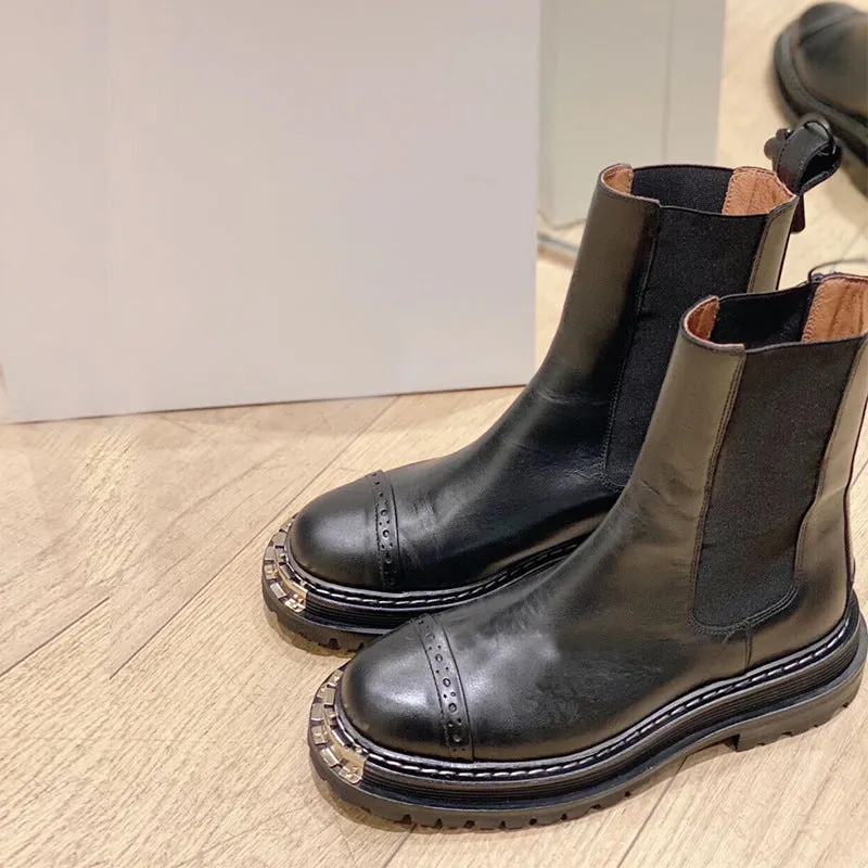 Women British Style Short-Tube Boots Thick-Soled Martin Boots