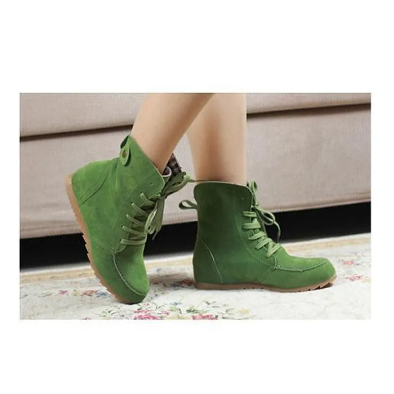 Women lace Ladies sweet Round Toe Flat Shoes Martin Boots Solid Lace Up Womens Casual Shoes Comfort Autumn Shoes Baok-d4c2