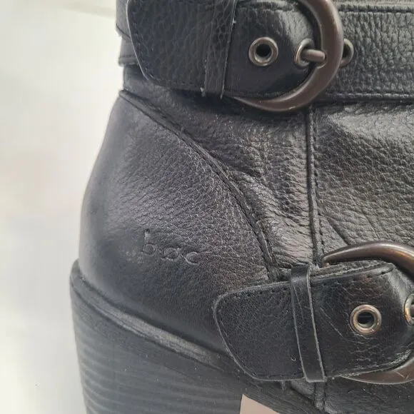Womens sz 9.5 M b.o.c. Born Concept Moto Harness Boots Black Leather  Zipper