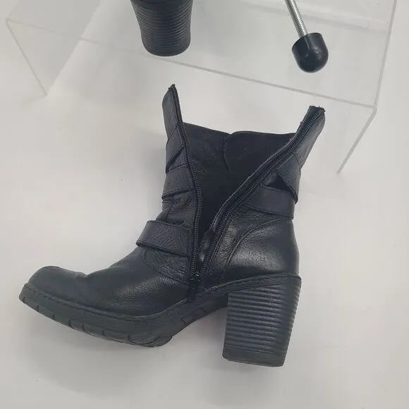 Womens sz 9.5 M b.o.c. Born Concept Moto Harness Boots Black Leather  Zipper