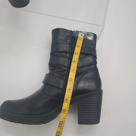 Womens sz 9.5 M b.o.c. Born Concept Moto Harness Boots Black Leather  Zipper