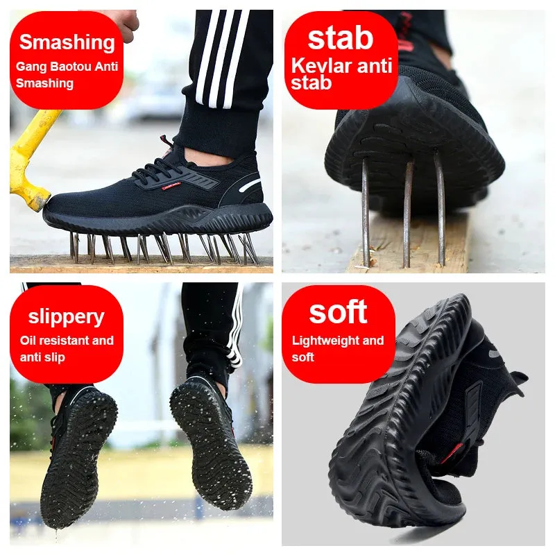 Work Sneakers Steel Toe Shoes for Men – Safety Shoes, Puncture-Proof Work Boots, Fashion Indestructible Footwear, Security