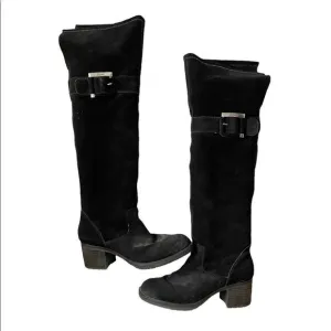 Zodiac Aussie Over the Knee Boots Black Sueded Buckle Heel Round Toe Size 9