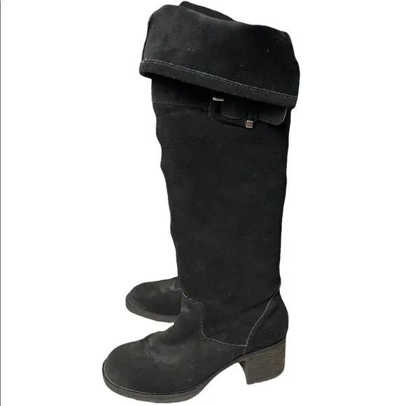 Zodiac Aussie Over the Knee Boots Black Sueded Buckle Heel Round Toe Size 9