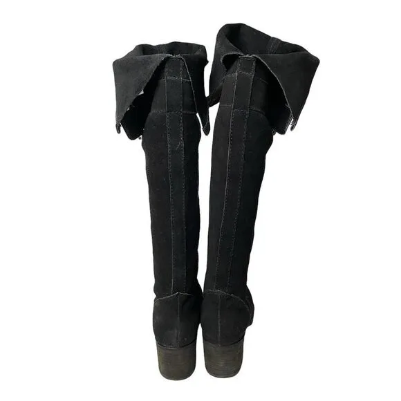 Zodiac Aussie Over the Knee Boots Black Sueded Buckle Heel Round Toe Size 9